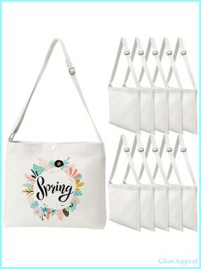 10 Pack Large Canvas Tote Bags Crossbody Shoulder Handbags for Women